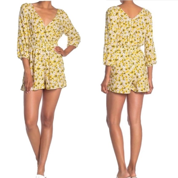 The Vanity Room Yellow Floral Romper (XS) - Picture 1 of 9